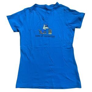 Teddy The Dog Bone Of Contention Classic Tee Shirt Womens Medium blue